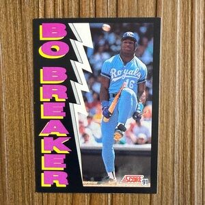 1991  BO JACKSON Score baseball card #773
“BO BREAKER” card